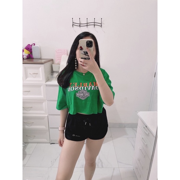 Tshirt crop harleys | kaos crop oversize | croptop kaos gambar/polos wanita | kaos crop oversize wanita | kaos murah import | aquarius boutique89 grosir