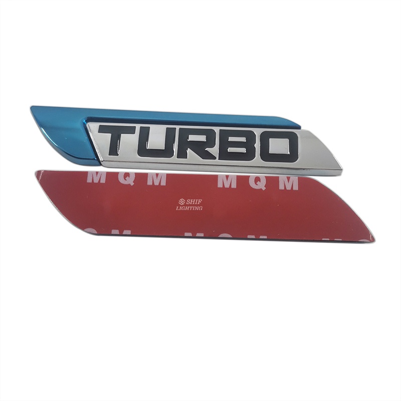 2pcs Stiker Emblem / Badge Logo TURBO Universal Bahan Metal Untuk Dekorasi Fender Body Mobil