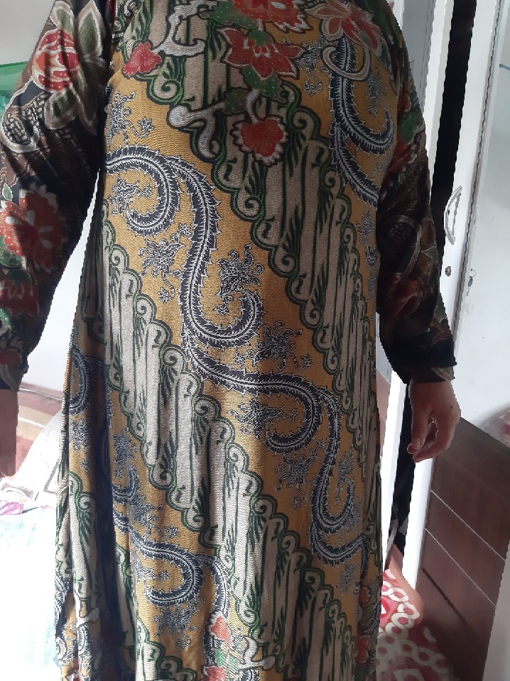 Soraya 4 By Nuha Gamis Wanita Terbaru Modern Motif Batik Bahan Calvin Jeans Melar Ld 110 Melar 130