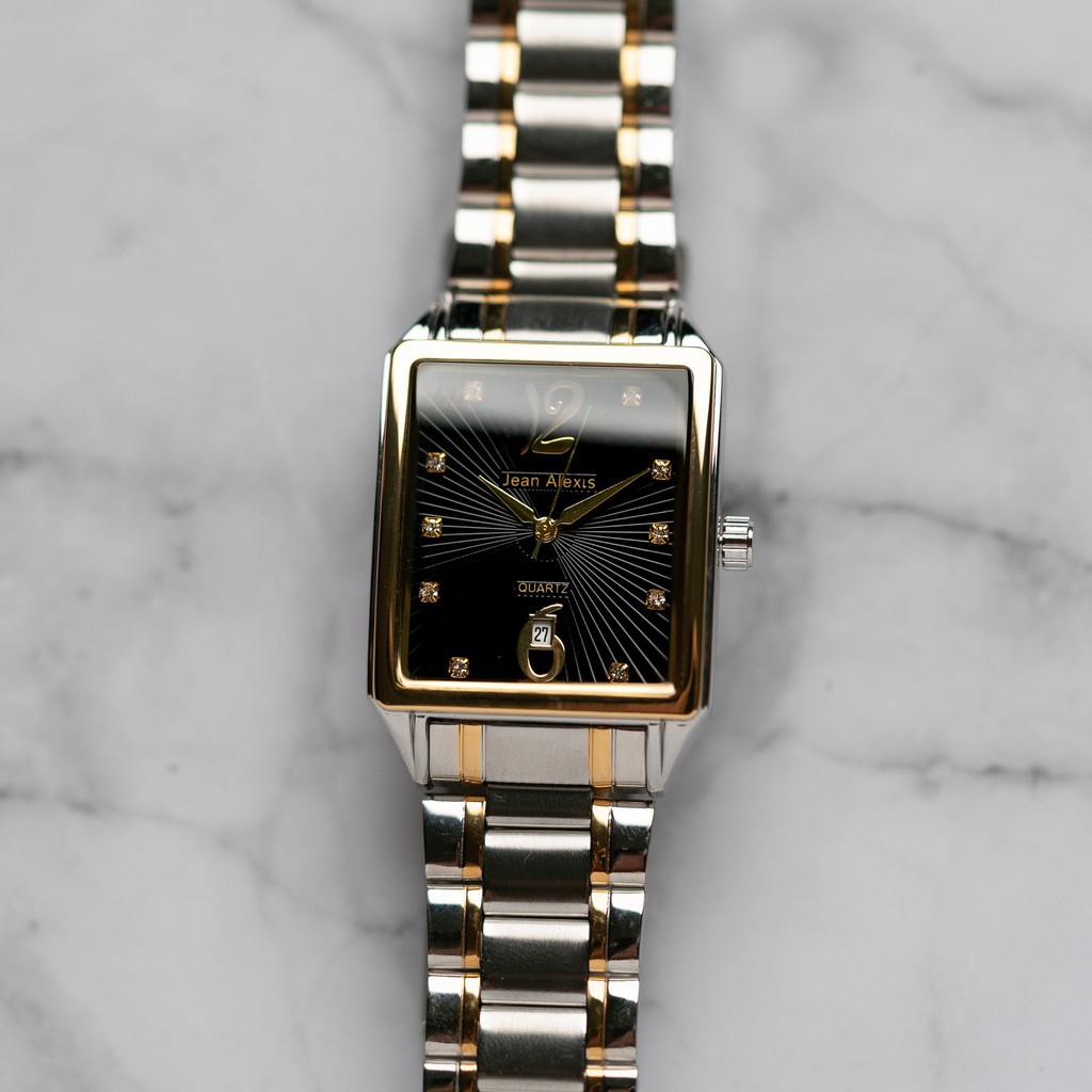 Jam Tangan Rantai Couple Cowok Cewek Anti Air Jean Alexis VILGOT JA122 - Prestige Edition - Black Di