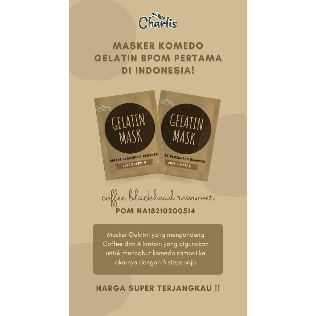 (BPOM) Masker Komedo Charlis - Masker Gelatin 5 Gram - Pencabut Komedo