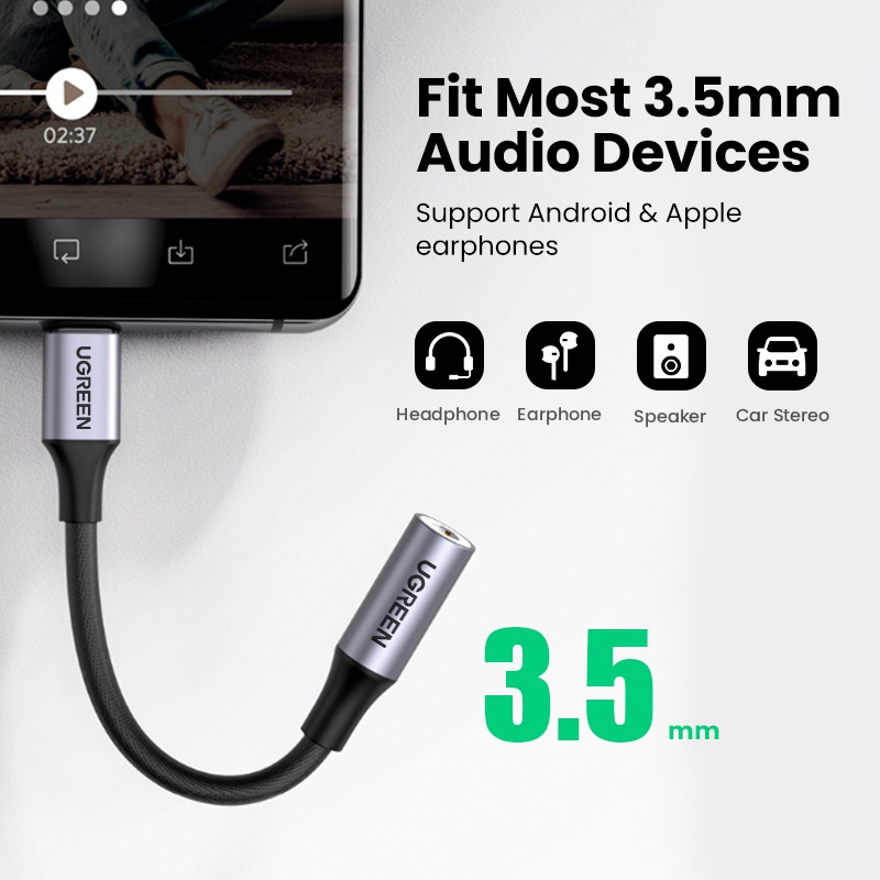 【Stok Produk di Indonesia】Ugrren Kabel Adapter USB Tipe-C Ke Jack Audio 3.5mm Female Untuk Pixel 4 3