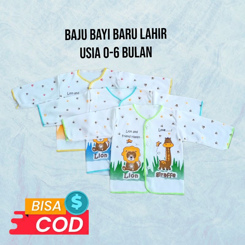 Baju bayi baru lahir 3 pcs Newborn ( atasan bayi baru lahir 0-6 bulan )