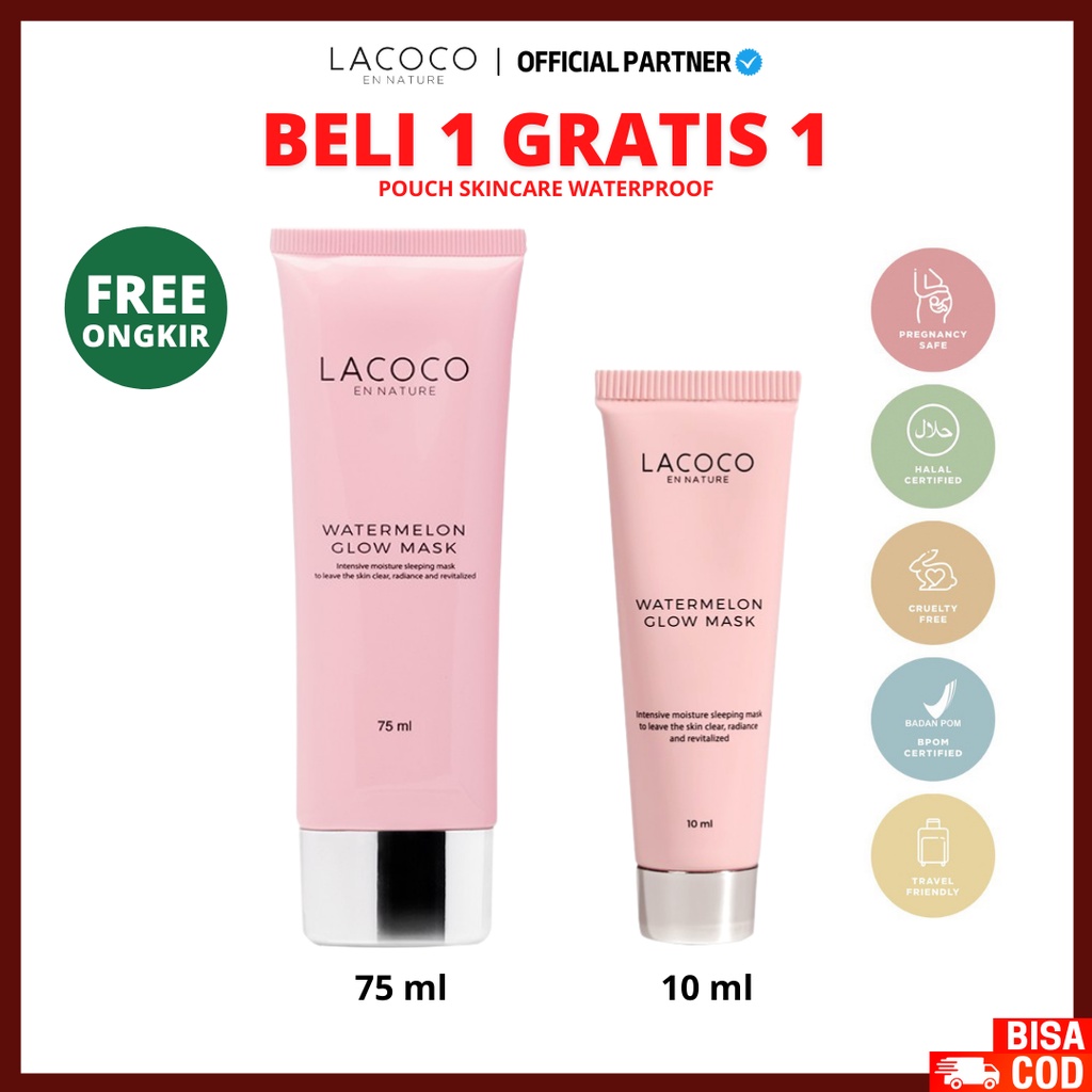 [ FREE GIFT ] LACOCO Watermelon Glow Mask - Masker Wajah 10ml &amp; 75ml