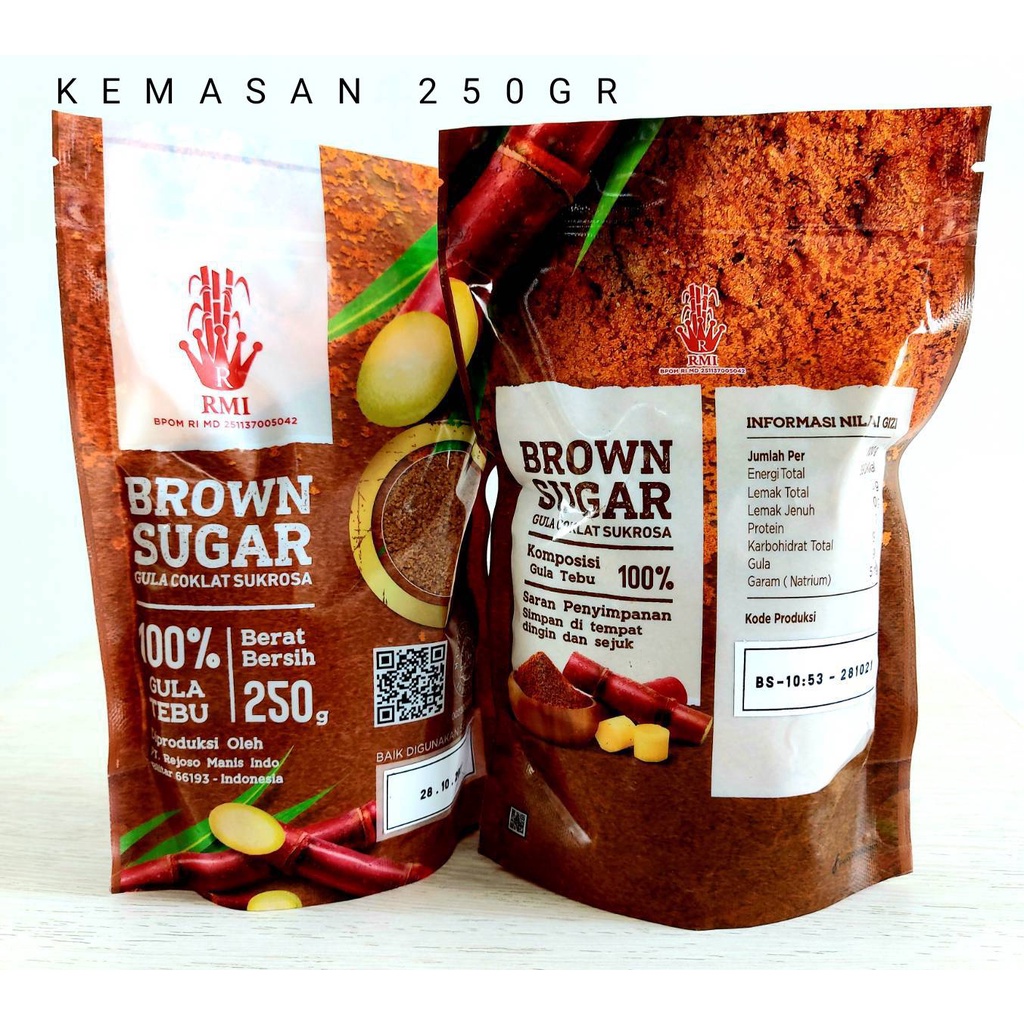 

Brown Sugar premium 250gr gula merah sukrosa dari tebu pilihan