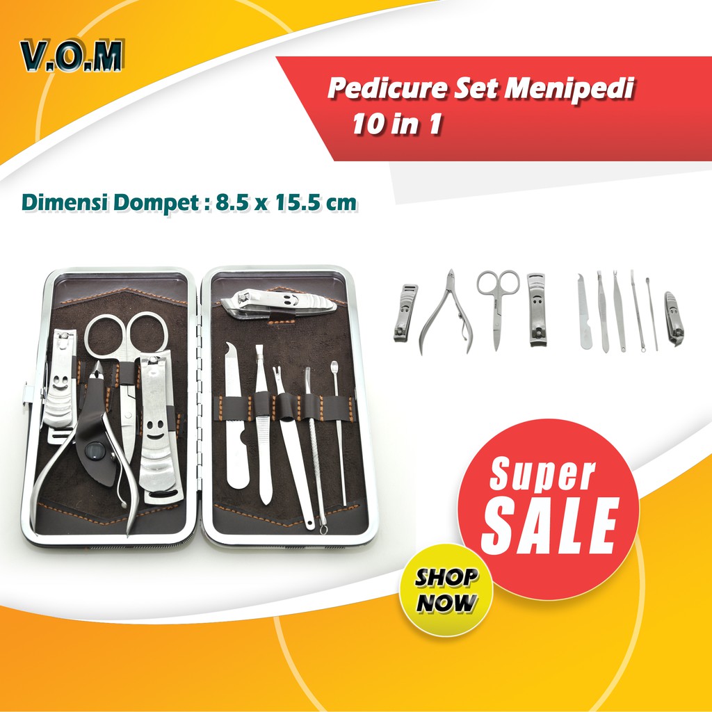 VOM SKU 0388 Pedicure Set Menipedi 10 in 1 / Gunting kuku