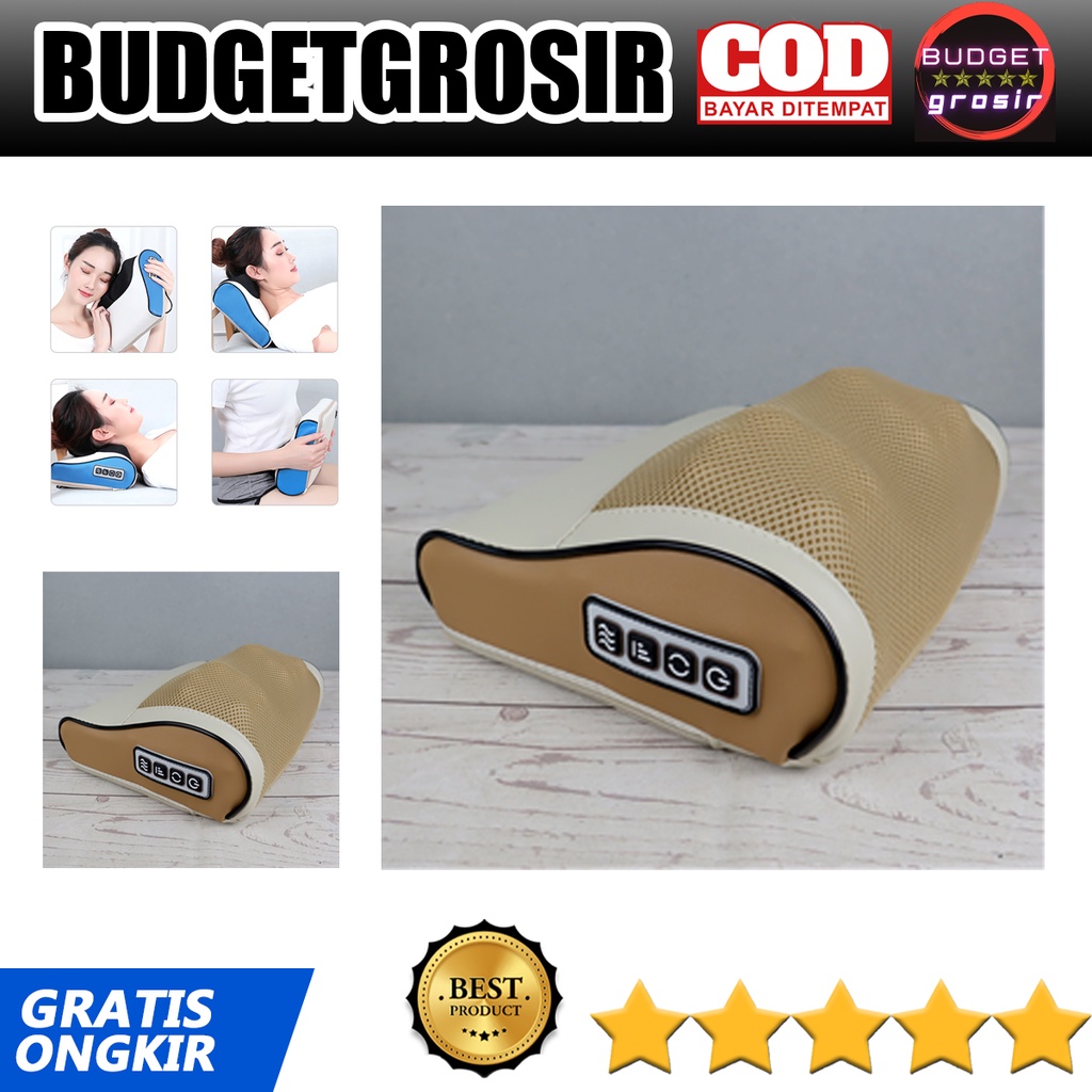 Bantal Pijat Elektrik Multifungsi Neck Shoulder Full Body Massage Cushion -- Brown