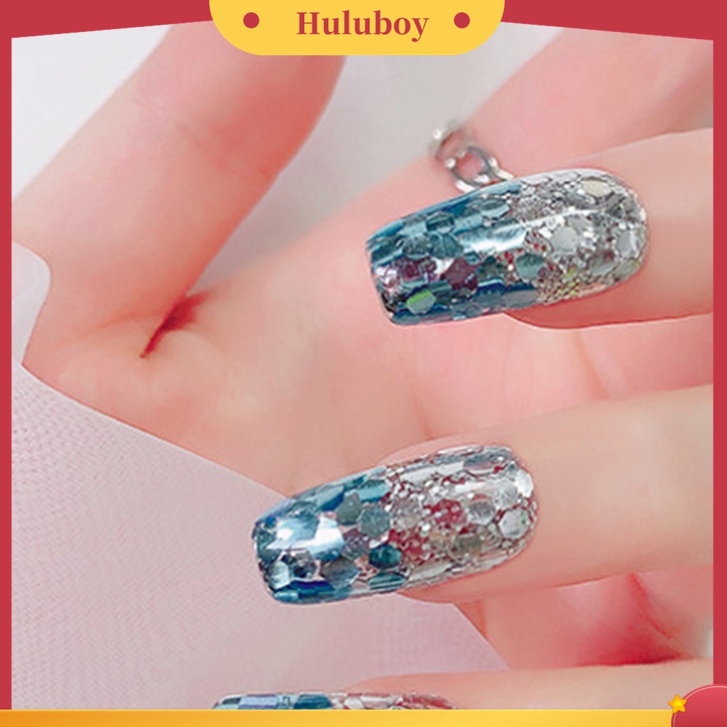 Huluboy Huluboy♡ 2pcs / Set Sequin Glitter Bentuk Hexagon Warna-Warni Untuk Dekorasi Nail Art