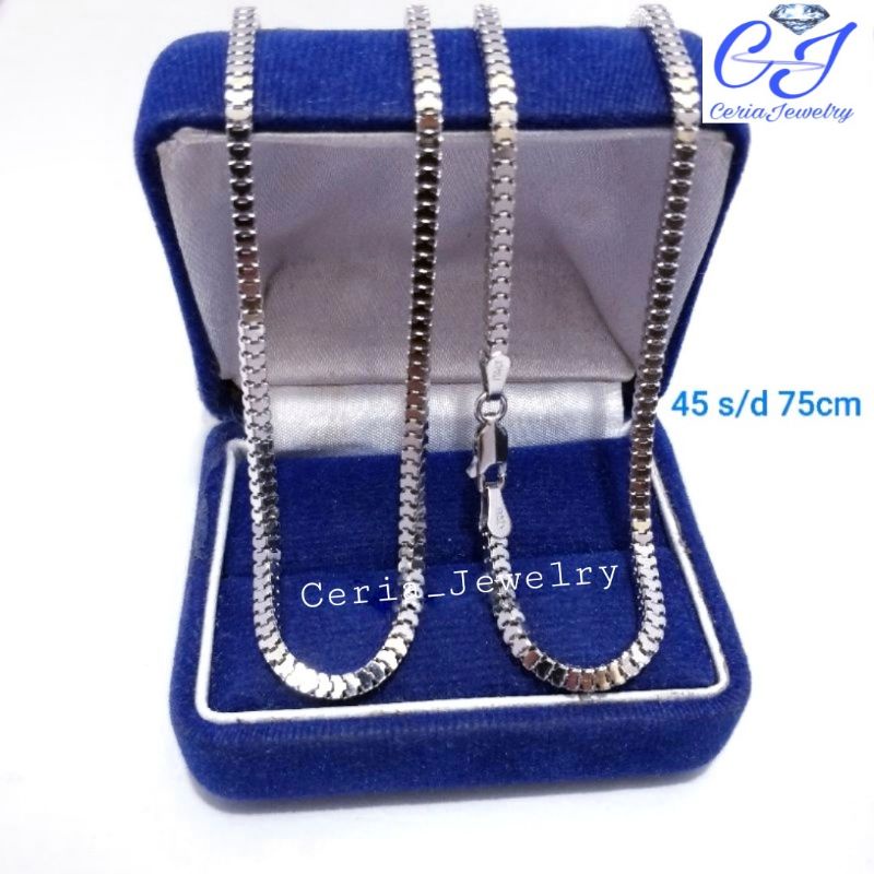 Kalung Perak Pria Wanita Asli Silver 925 Lapis Emas Putih Model Milano 40 45 50 55 60 65 70 75 80 - Perhiasan Perak Asli