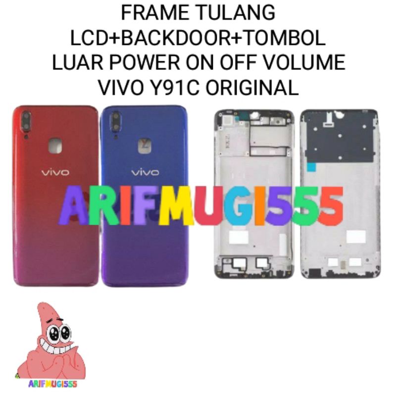 FRAME TULANG TENGAH LCD PLUS BACKDOOR KESING CASING HOUSING FULSET VIVO Y91C ORIGINAL
