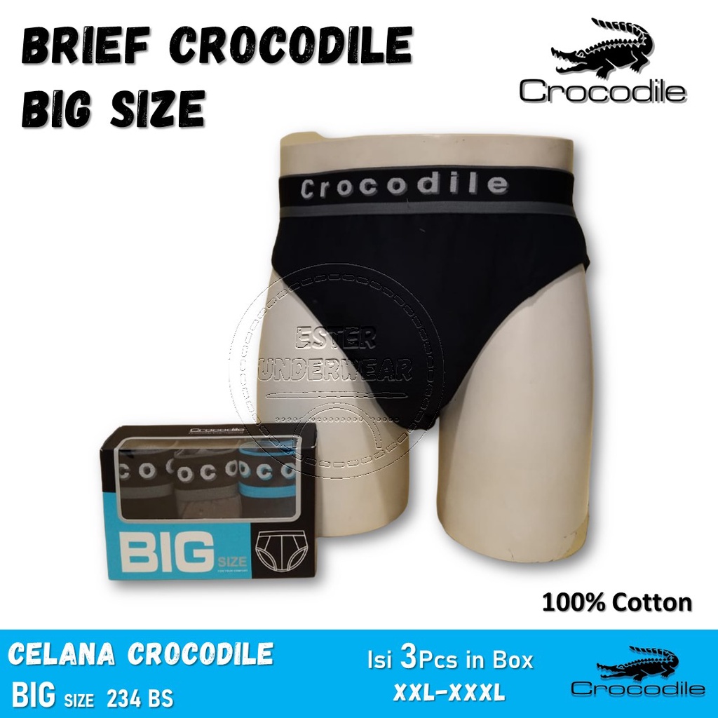 Celana Dalam Pria CROCODILE BIG SIZE CR 234BS Isi 3Pcs in Box