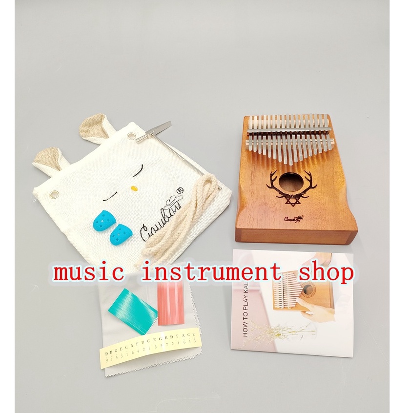 Kalimba 17 Kunci Piano Jari Alat Musik Perkusi Kayu Mahoni dengan Buku Panduan