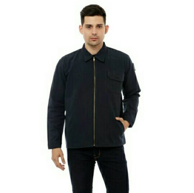 Jaket Casual Semi Parka Biru Navy