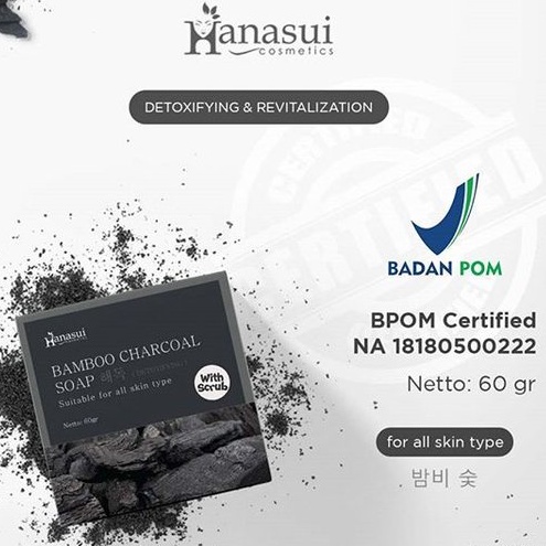 Hanasui Sabun Charcoal Bamboo Soap Sabun Pencerah Wajah Pria Sabun Pembersih Wajah Whitening Scrub Pemutih Wajah H4