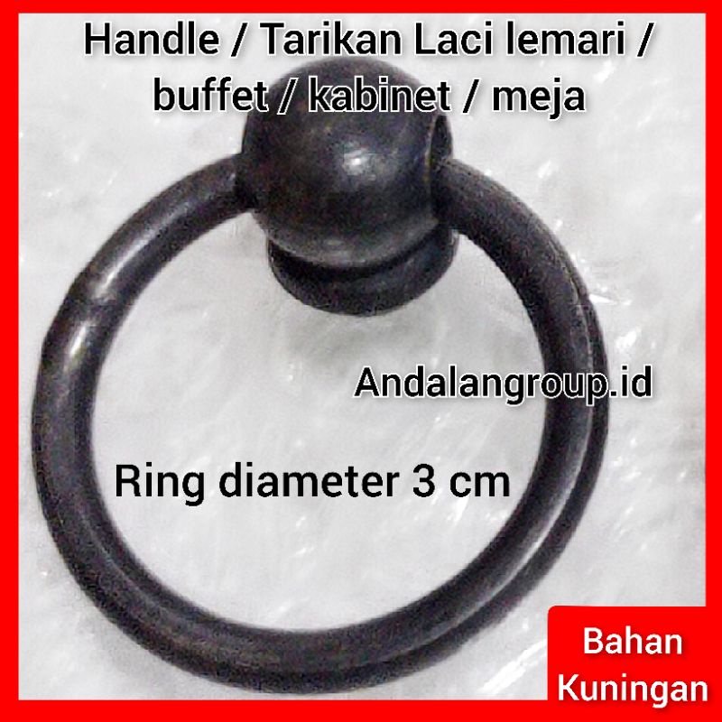 ring tarikan laci buffet / meja / lemari / kabinet antik kuningan klasik