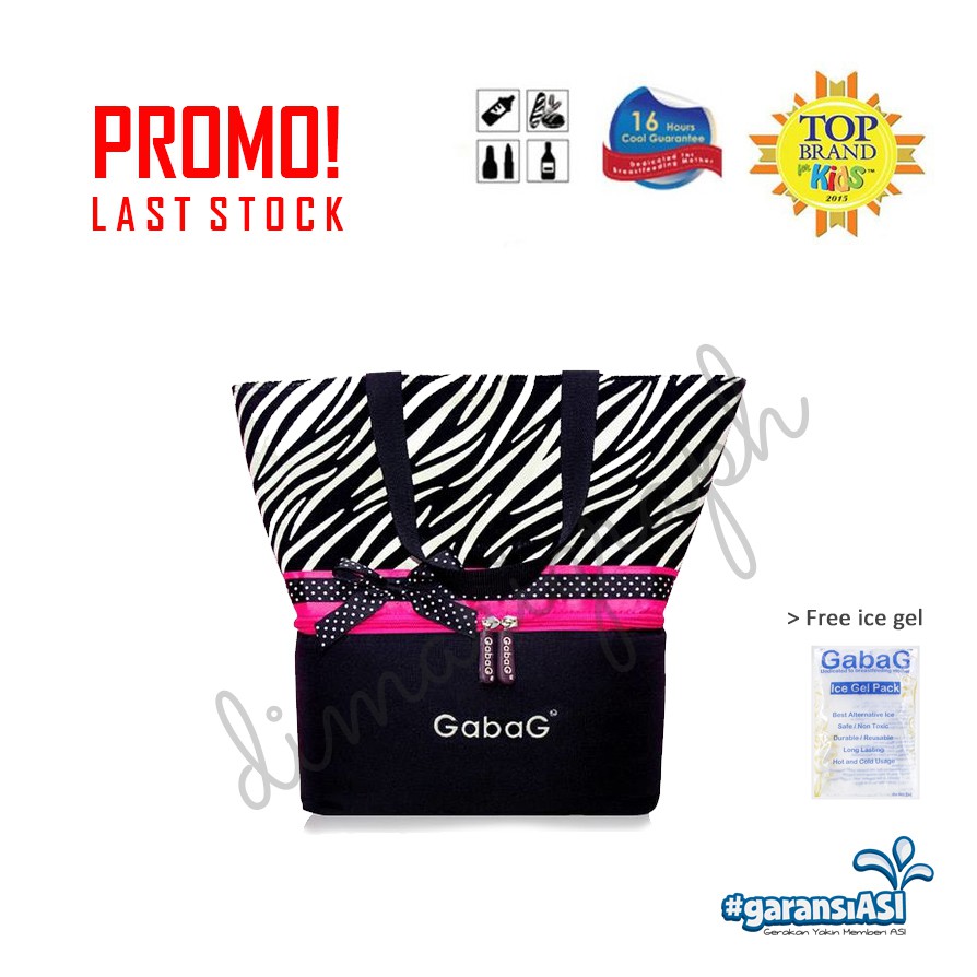 COOLER BAG GABAG ZEBRA BABY BOW BREASTMILK TAS PENYIMPANAN ASI GRATIS ICE GEL DIMARIGRAPH