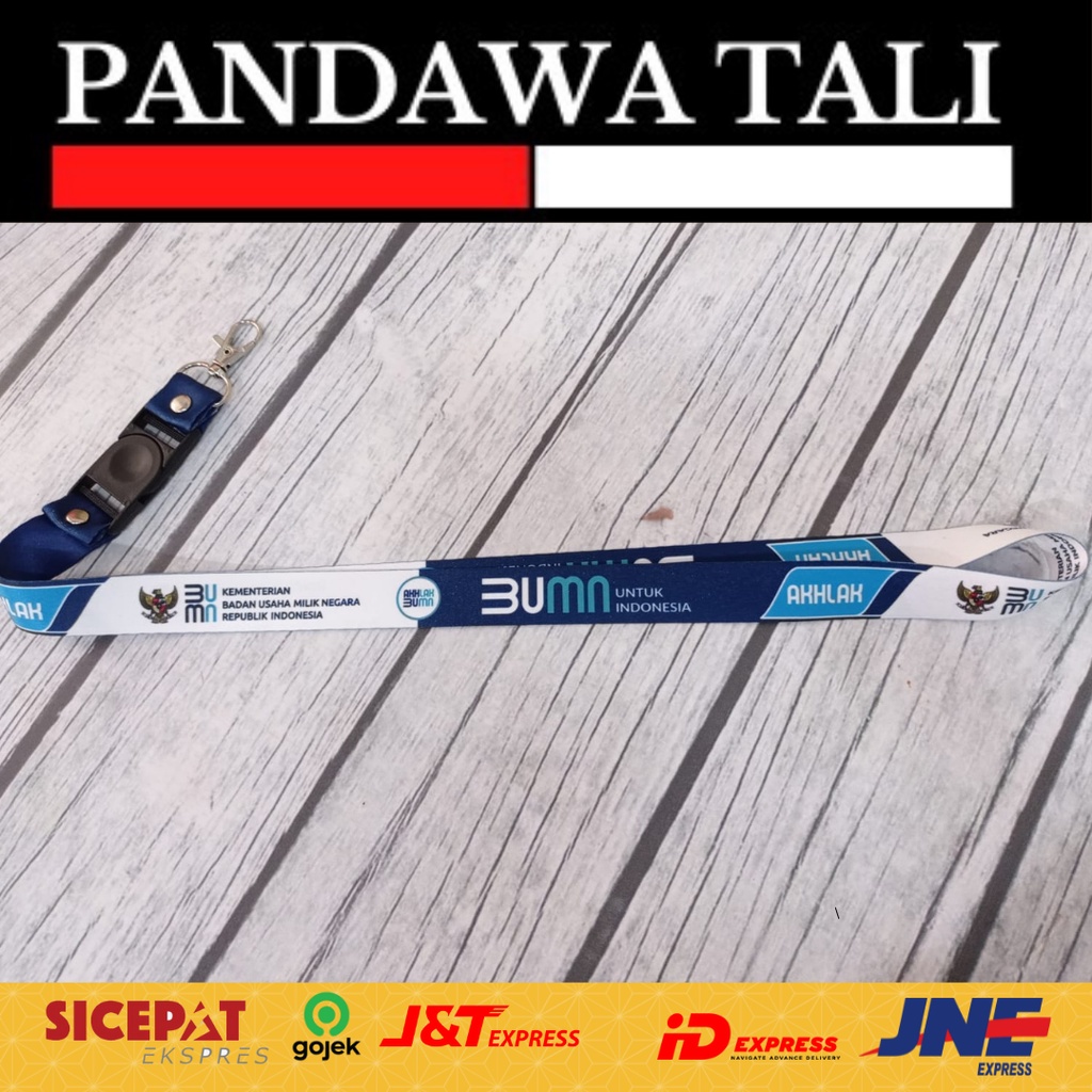 

Lanyard BUMN AKHLAK GARUDA Putih Biru Custom Design/Lanyard Printing Custom