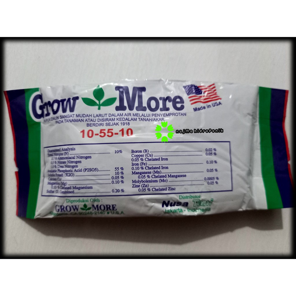 Pupuk Growmore 10 55 10 (Bunga) Kemasan Pabrik 100 Gram