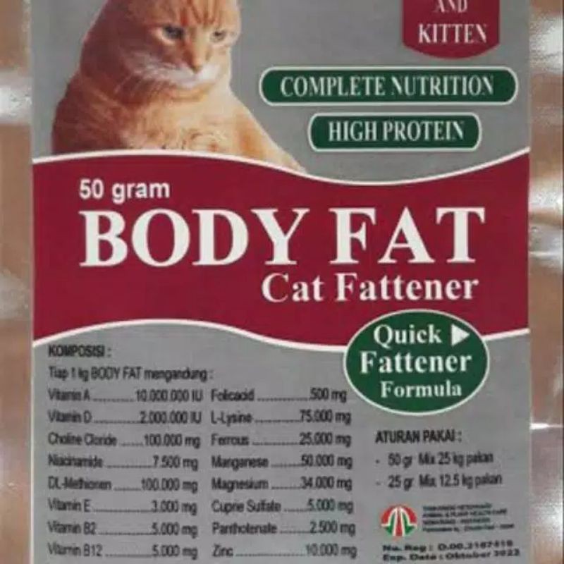 Body Fat bodyfat Cat Penggemuk penambah nafsu makan kucing 50 gr