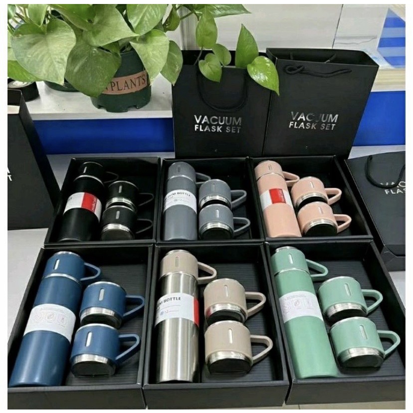 ( BISA COD ) PROMO BOTOL MINUM TERMOS 500ML VACCUM FLASK PANAS DINGIN STAINLEES STEEL /  1 SET TERMOS + CANGKIR / TERMOS BOTOL MINUM SULTAN / TERMOS BUAT KADO HADIAH / TERMOS TAHAN PANAS DAN DINGIN