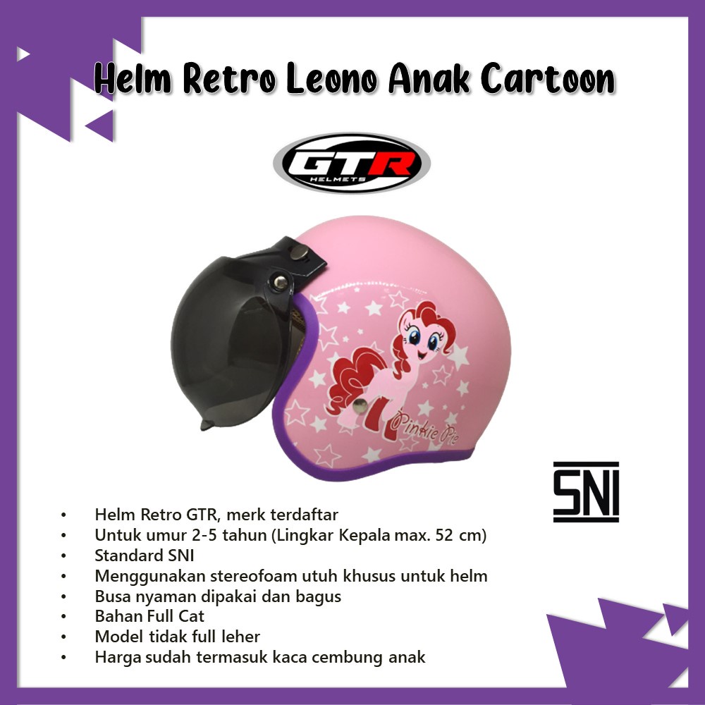 Helm GTR Retro Anak LEONO Motif Kartun Full Cat Murah dan Lucu