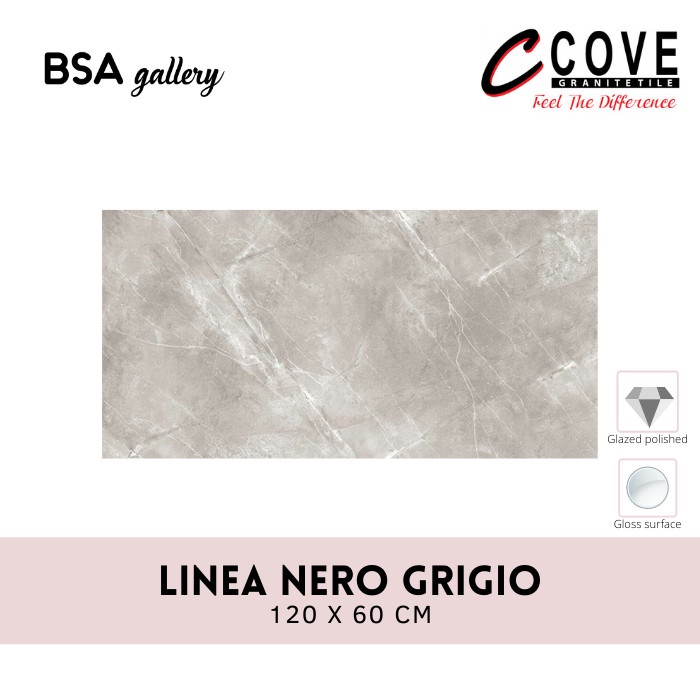 GRANIT COVE 120X60 LINEA NERO GRIGIO / GRANITE TILE 60X120 GLOSSY