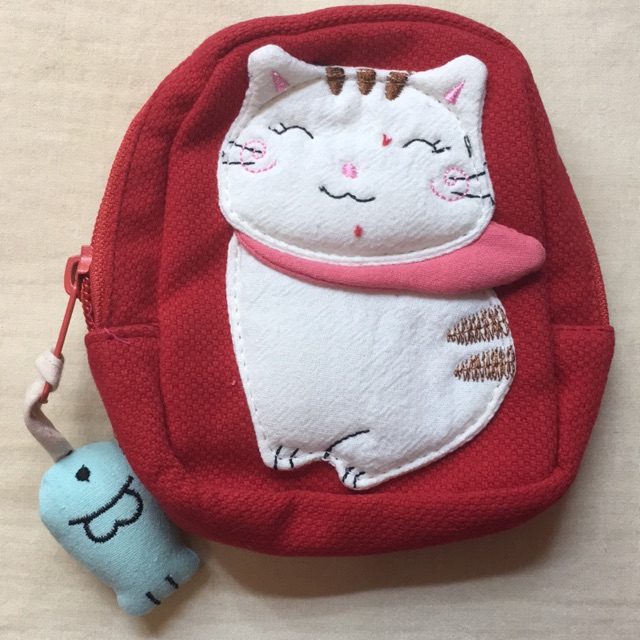 Dompet koin bahan kain lucky cat khas jepang handmade