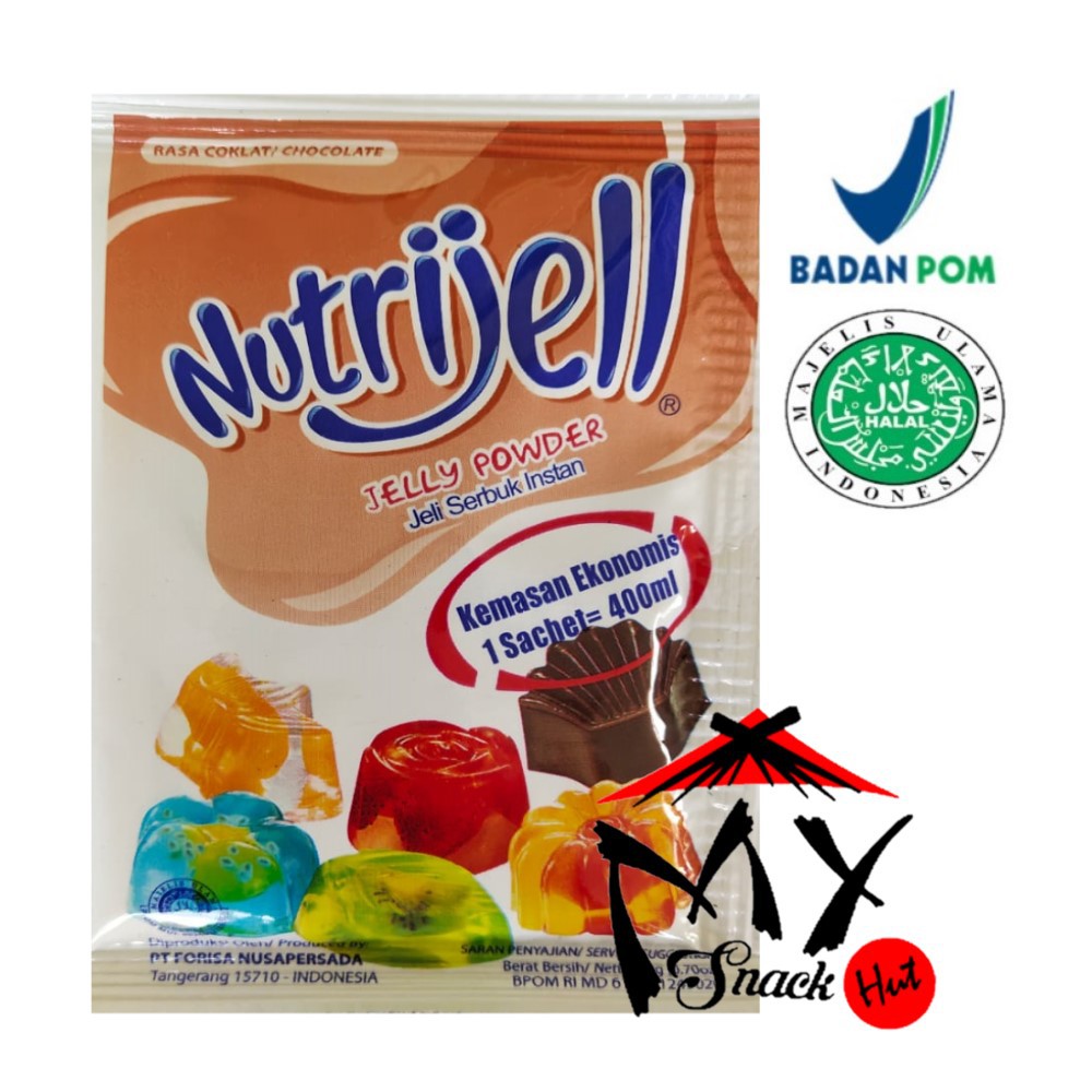 

NUTRIJELL COKLAT 20GR - NUTRIJEL CHOCOLATE JELLY POWDER - SERBUK JELI KONYAKU SERAT INSTAN COKELAT HALAL MUI