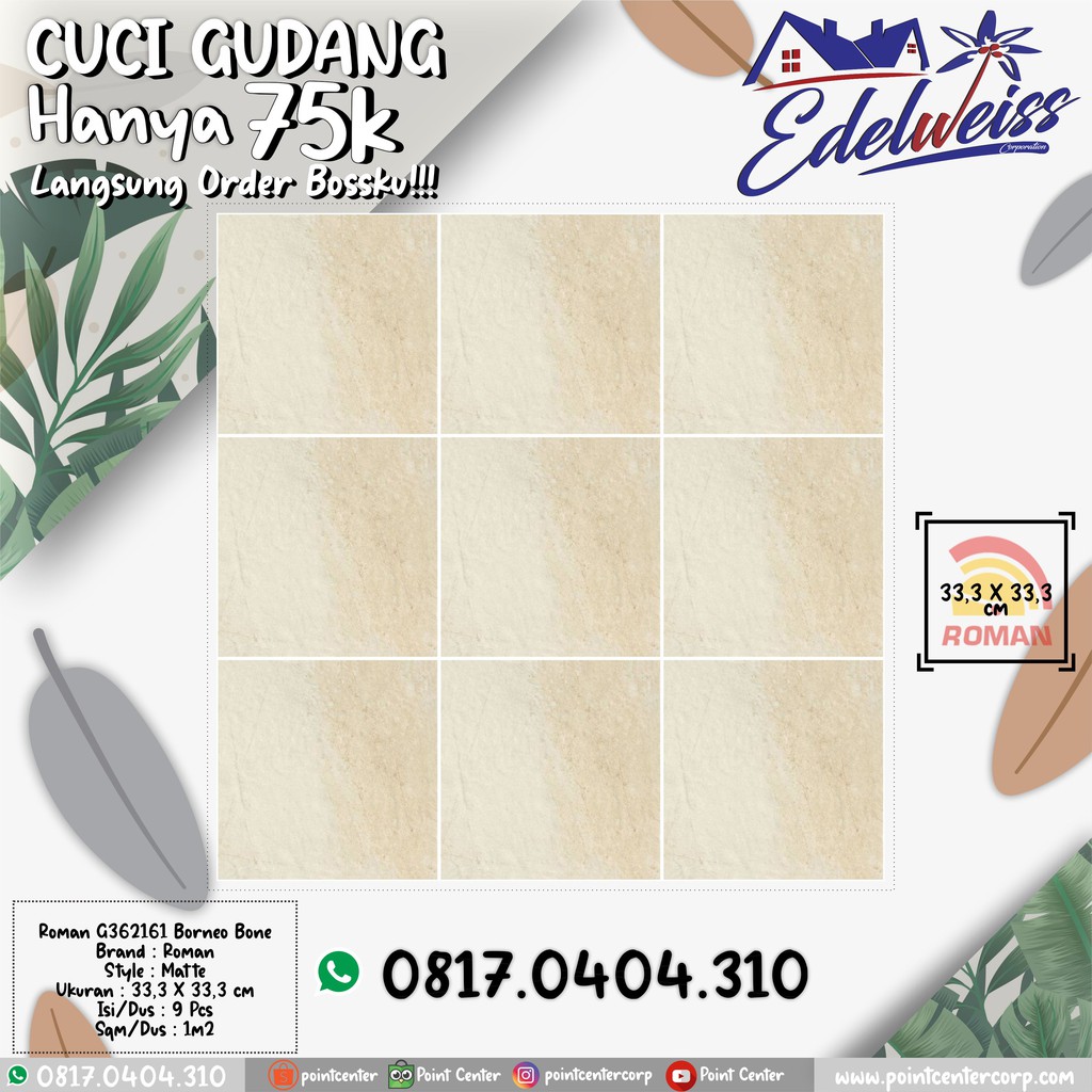 TERBAIK ROMAN KERAMIK 33,3 X 33,3 G362161 BORNEO BONE
