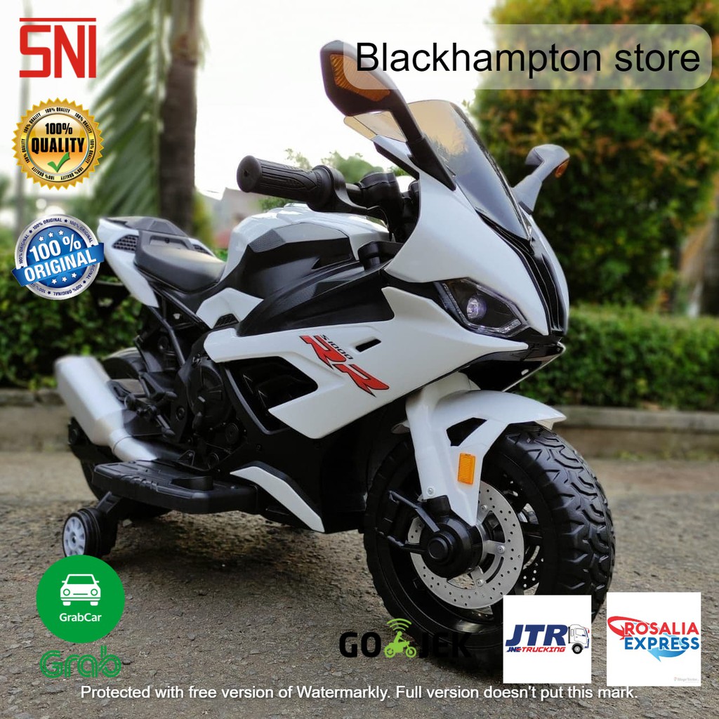 Motor Aki Mainan Anak Motor Aki Ninja RR Ban Karet Gas Tangan