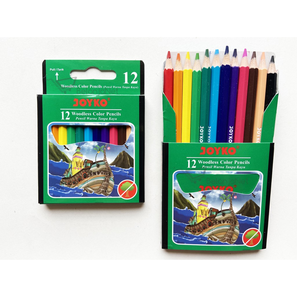 Pensil Warna Joyko Woodless 12 Color CP-107 (Uk. Pendek)