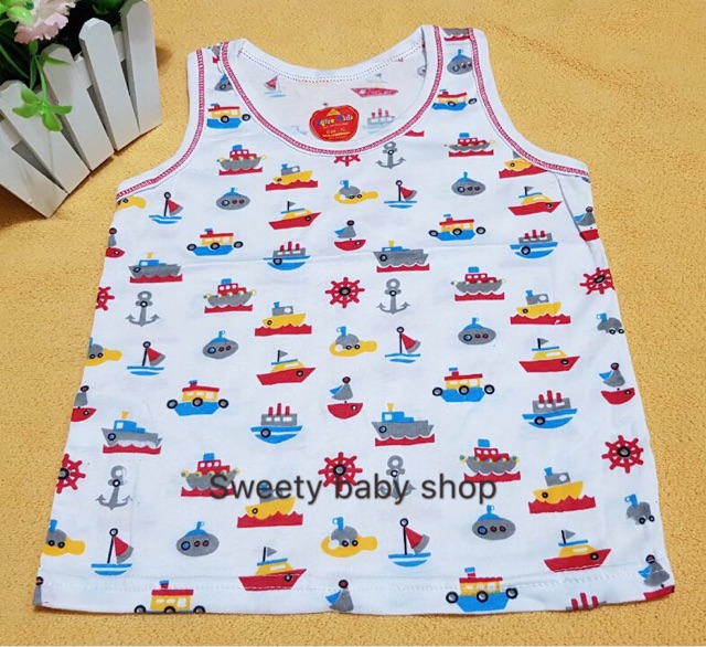 Singlet bayi 3-18m isi 3pcs cewek cowok 2 motif katun full print / kaos kutang anak/baju santai