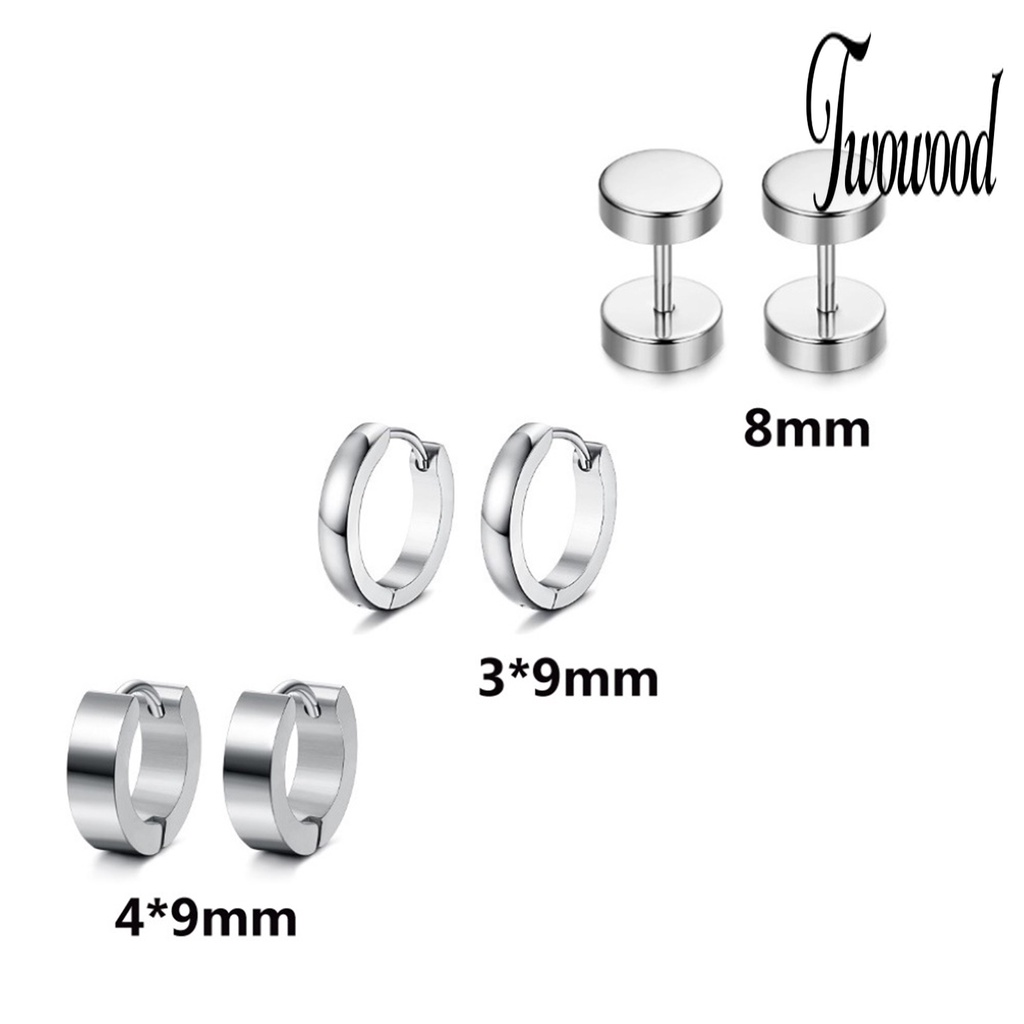 6 Pasang Anting Klip Bahan Stainless Steel Aksen Berlian Imitasi Untuk Harian