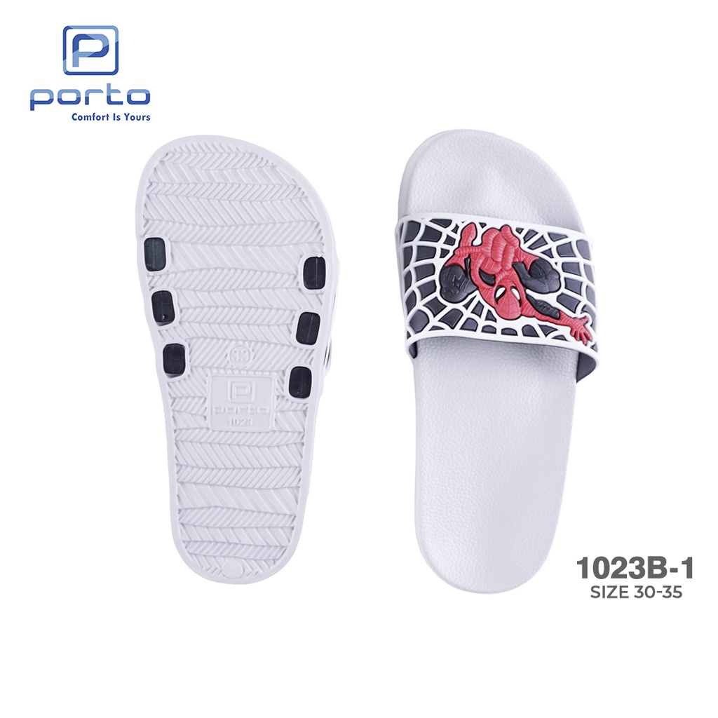 1023B-1 - Porto Leveling Sandal Selop Anak Laki Size 30 - 35 Kartun Spiderman Anti Slip Nyaman Terbaru