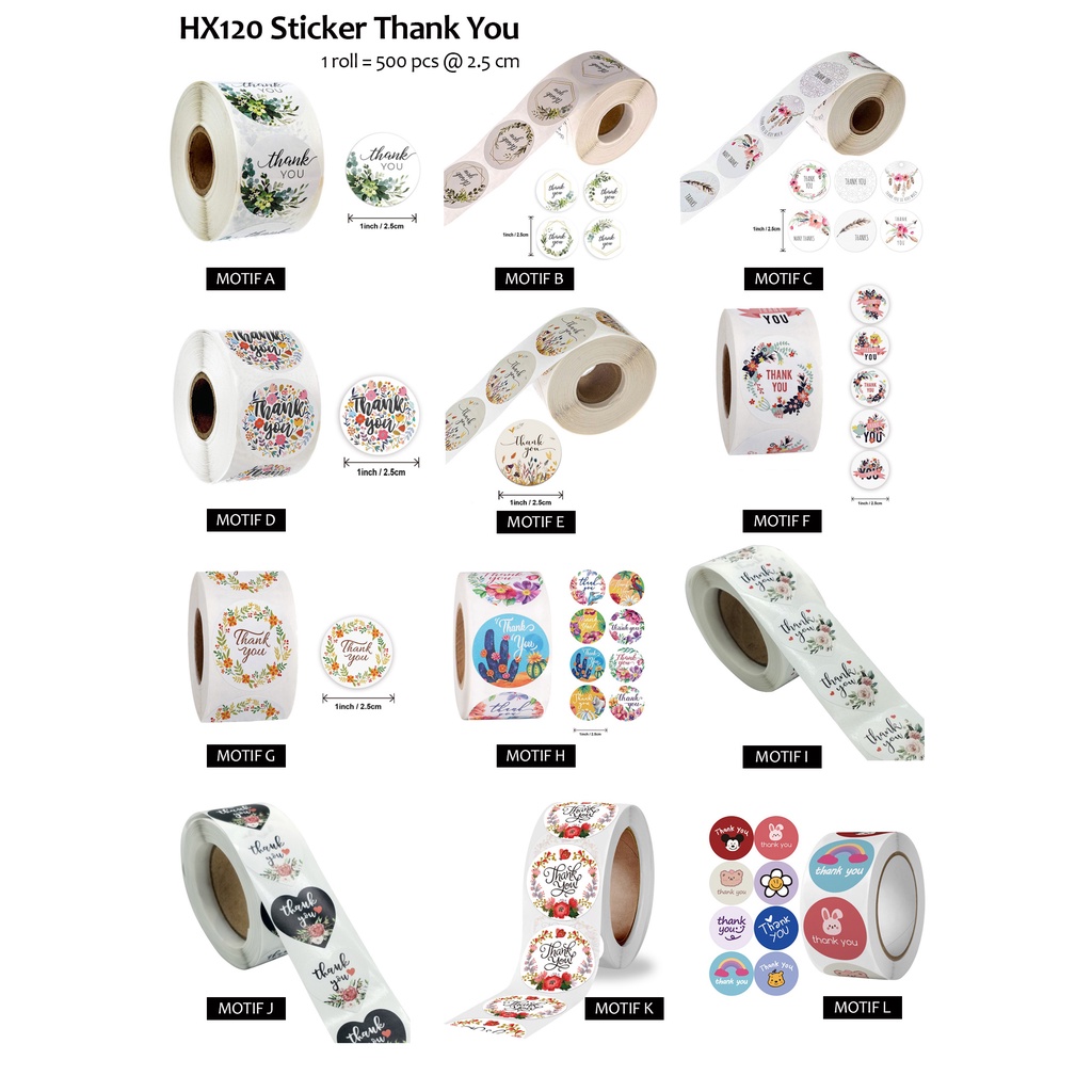 HX120 [500 pcs @ 2.5 cm] Sticker Thank You stiker ucapan terima kasih-1
