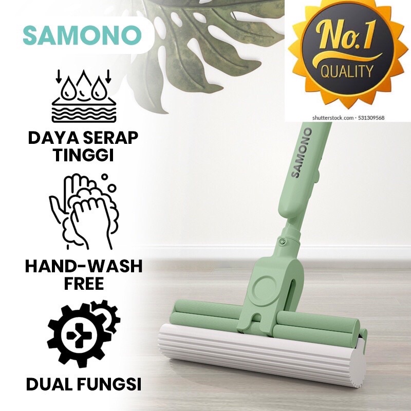 SAMONO SCM008 Alat Pel Lantai Spongemop 2 in 1 Pel Lantai Karet Hand Wash Free Daya Serap Tinggi