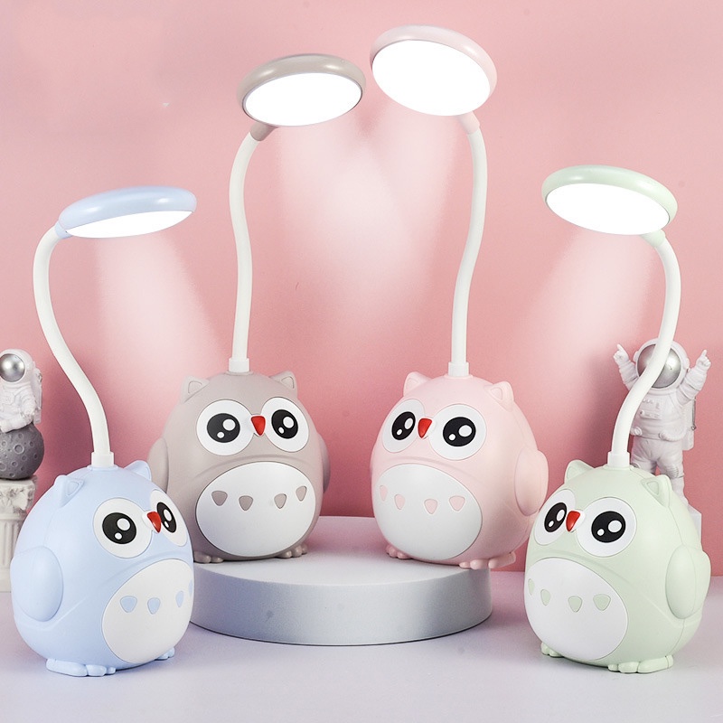 LAMPU BELAJAR LAMPU MEJA LED / LAMPU BACA PEN HOLDER / LAMPU BELAJAR USB CHARGE / KADO ANAK LUCU MOTIF KUCING OWL