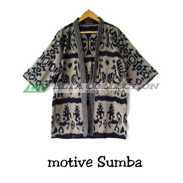 Ootd outer tenun etnik motif sumba