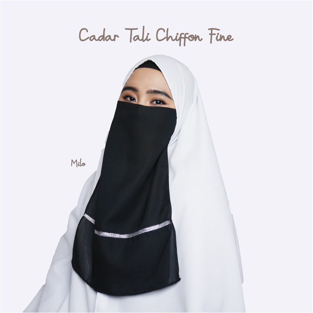 Cadar Niqab Tali Sifon Fine 2 Layer List Silver by Alima