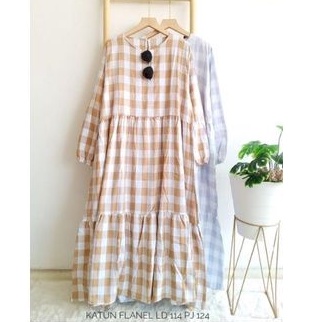 Tunik katun flanel kotak2 ld 114 cm