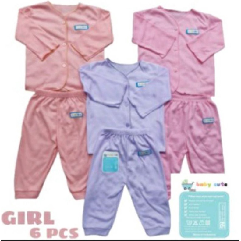 Stelan baju panjang baju celana bayi newborn polos babycute 3stel SNI Promo 9.9