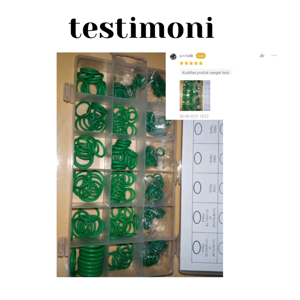 Isi 270PCS GREEN O-Ring Seal / Karet Rubber Oring Seal Tightening Assortment + box 18 ukuran 270 pcs