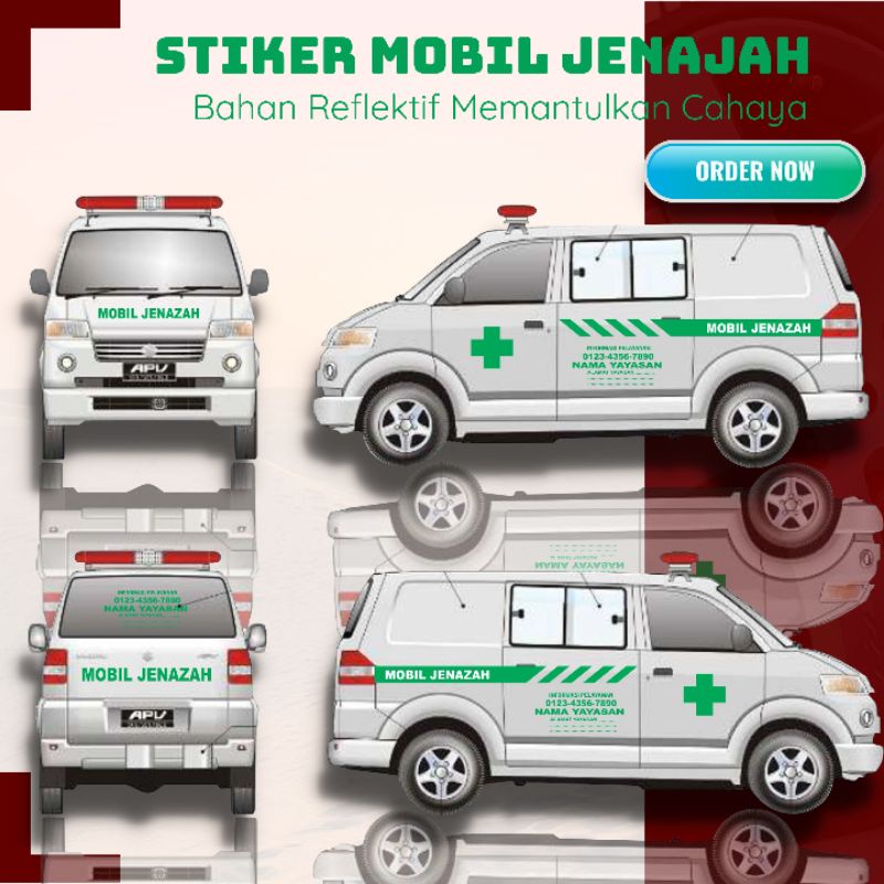 Stiker List Mobil Jenazah Ambulance warn hijau cutting sticker
