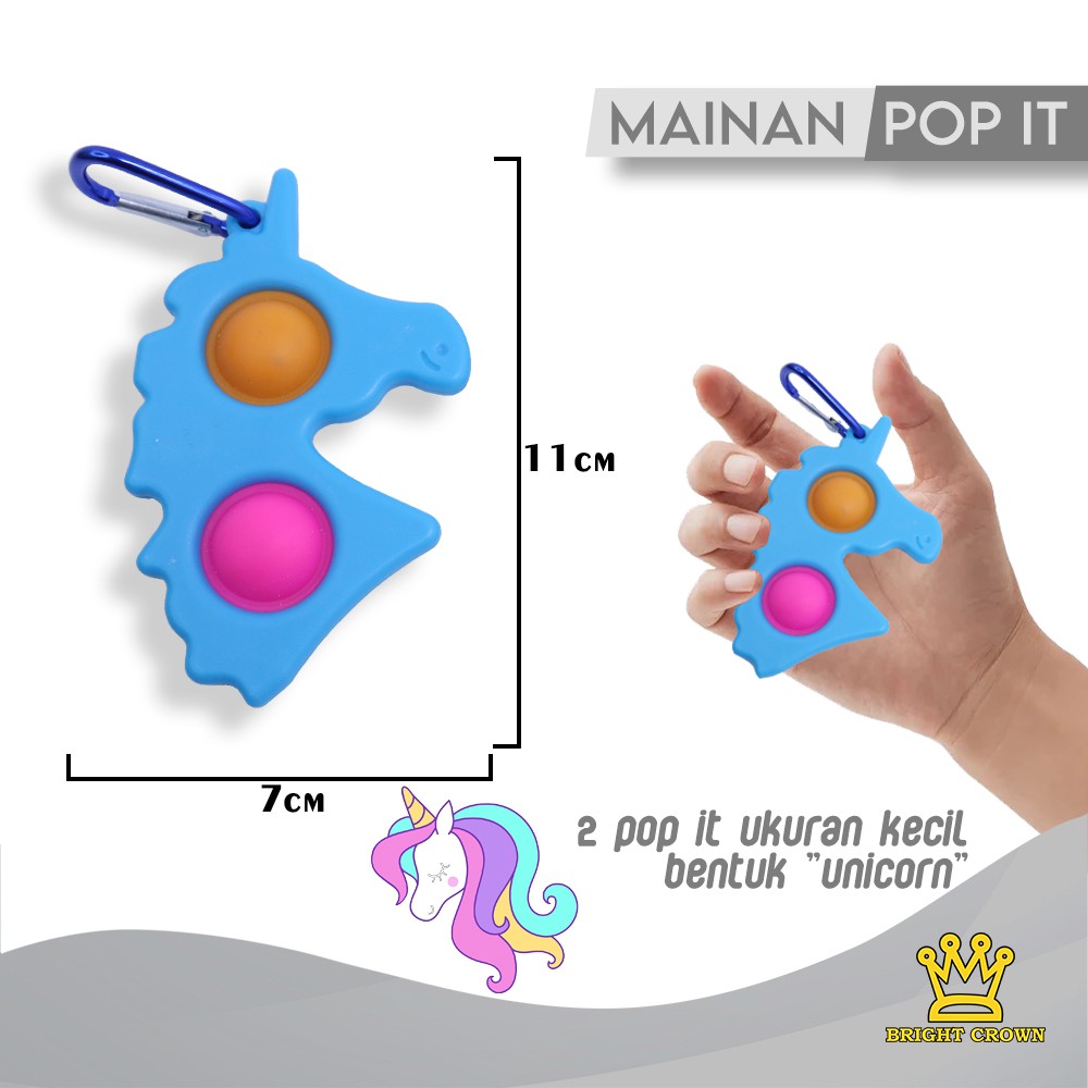 Bright Crown Mainan Fidget Push Pop It Bubble Stress Relief Kids Pop It Mainan Kekinian-2 Unicorn