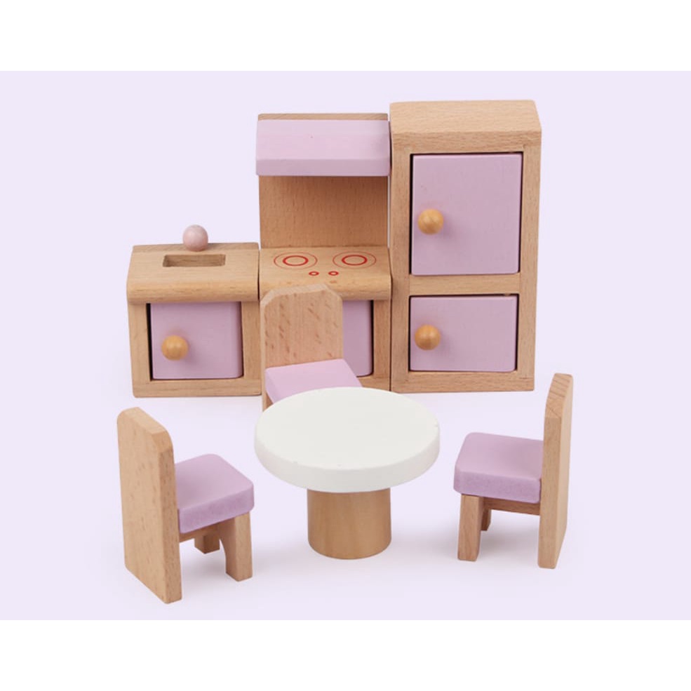 [BIG SALE] Small Furniture Wooden Kids Girls Toys Set Doll House Pretend Play Mainan Anak Cewek Rumah Boneka