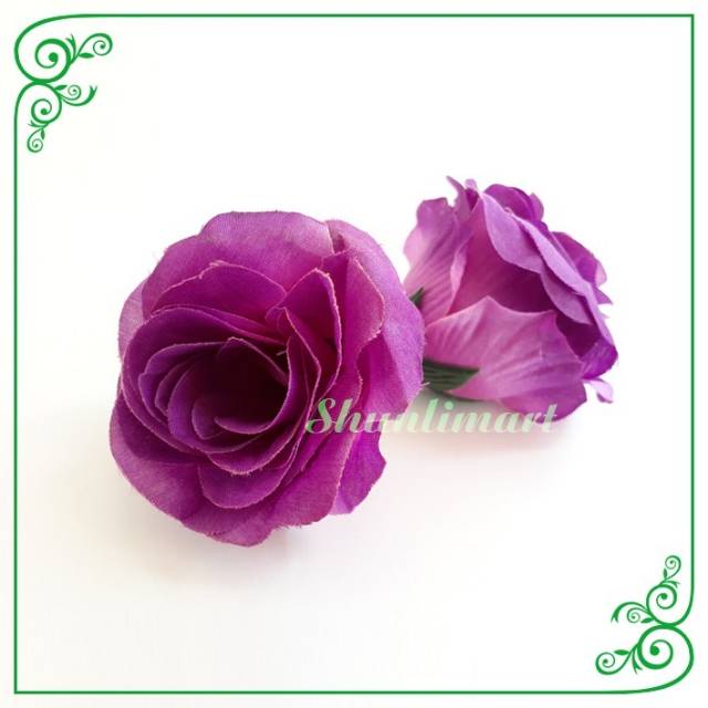 Bunga Mawar Kuntum Artifisial tanpa tangkai Dekorasi Aksesoris