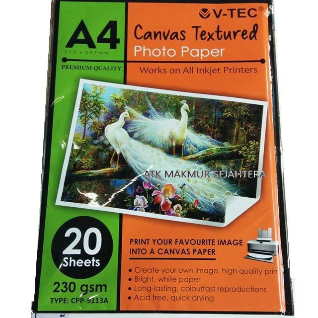 

Kertas Foto Tekstur Kanvas V-TEC Tebal 230 gsm