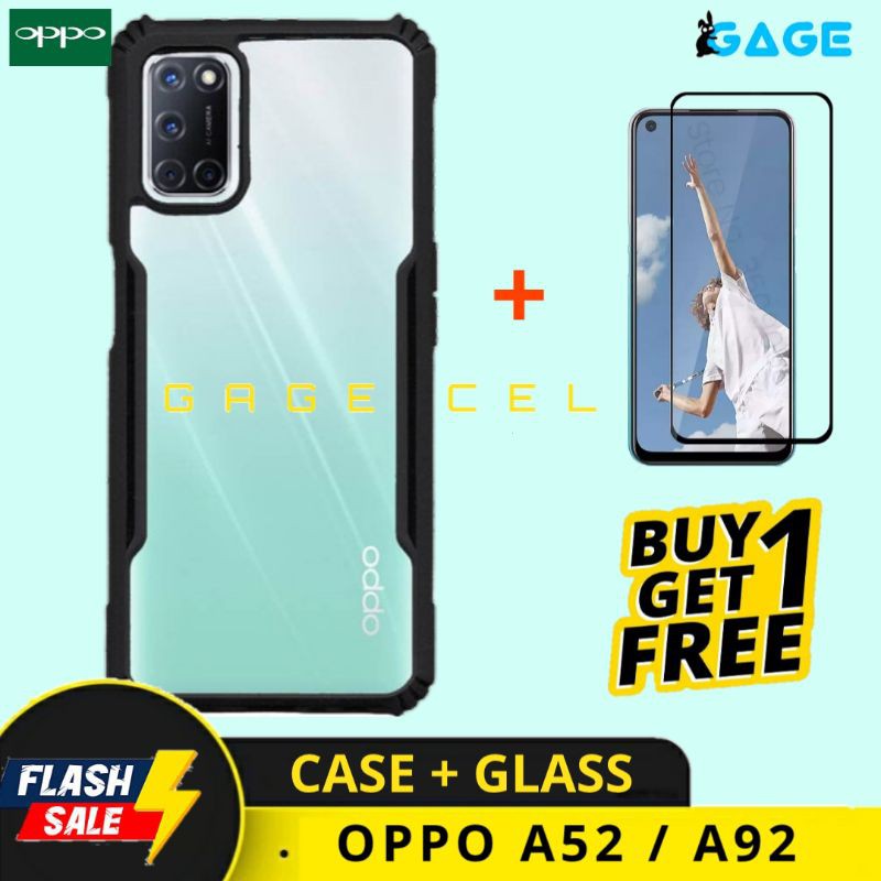 FREE ✅ TEMPERED GLASS FULL OPPO A52 A92 - HARDCASE SOFTCASE CASE FUZE ARMOR OPPO A92 A52 CASING