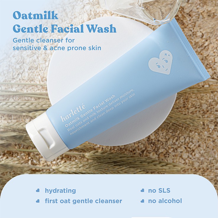 Harlette Oatmilk Gentle Facial Wash Untuk Kulit Acne Prone dan