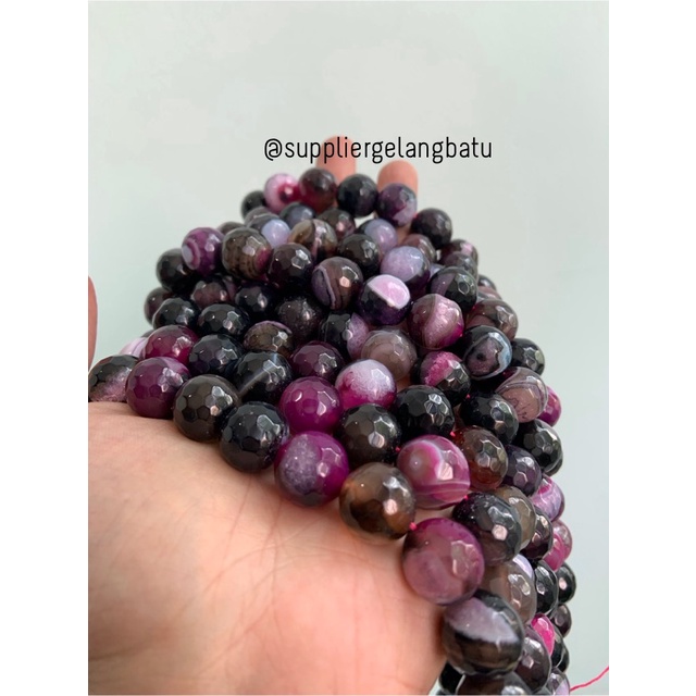 batu alam CARNELIAN UNGU FACETED 14mm cutting purple aksesoris craft